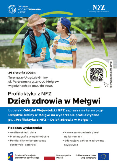 26.08.2026 r. W GODZ. 8.00-14.00 PROFILAKTYKA Z NFZ W MEŁGWI