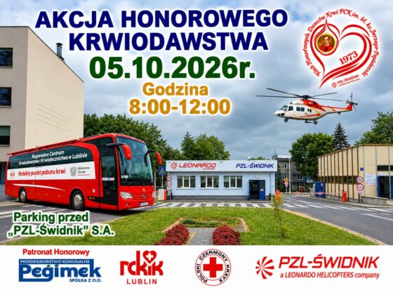05.10.2026 r. w godz. 8.00 do 12.00 AKCJA KRWIODAWSTWA  PZL-ŚWIDNIK